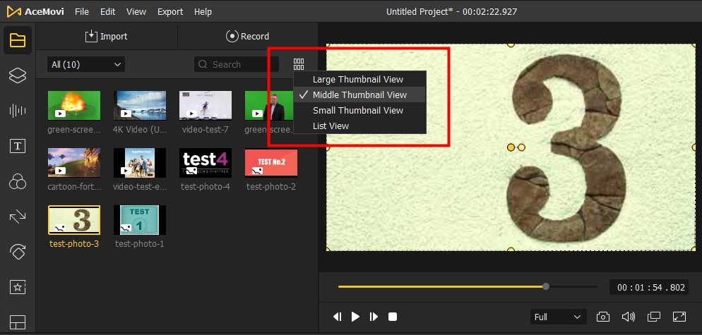medienansicht ändern