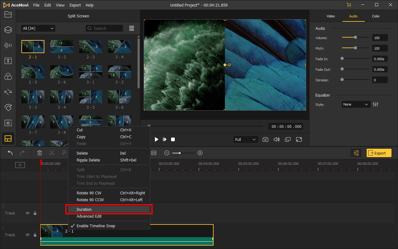 dauer des geteilten bildschirms ändern