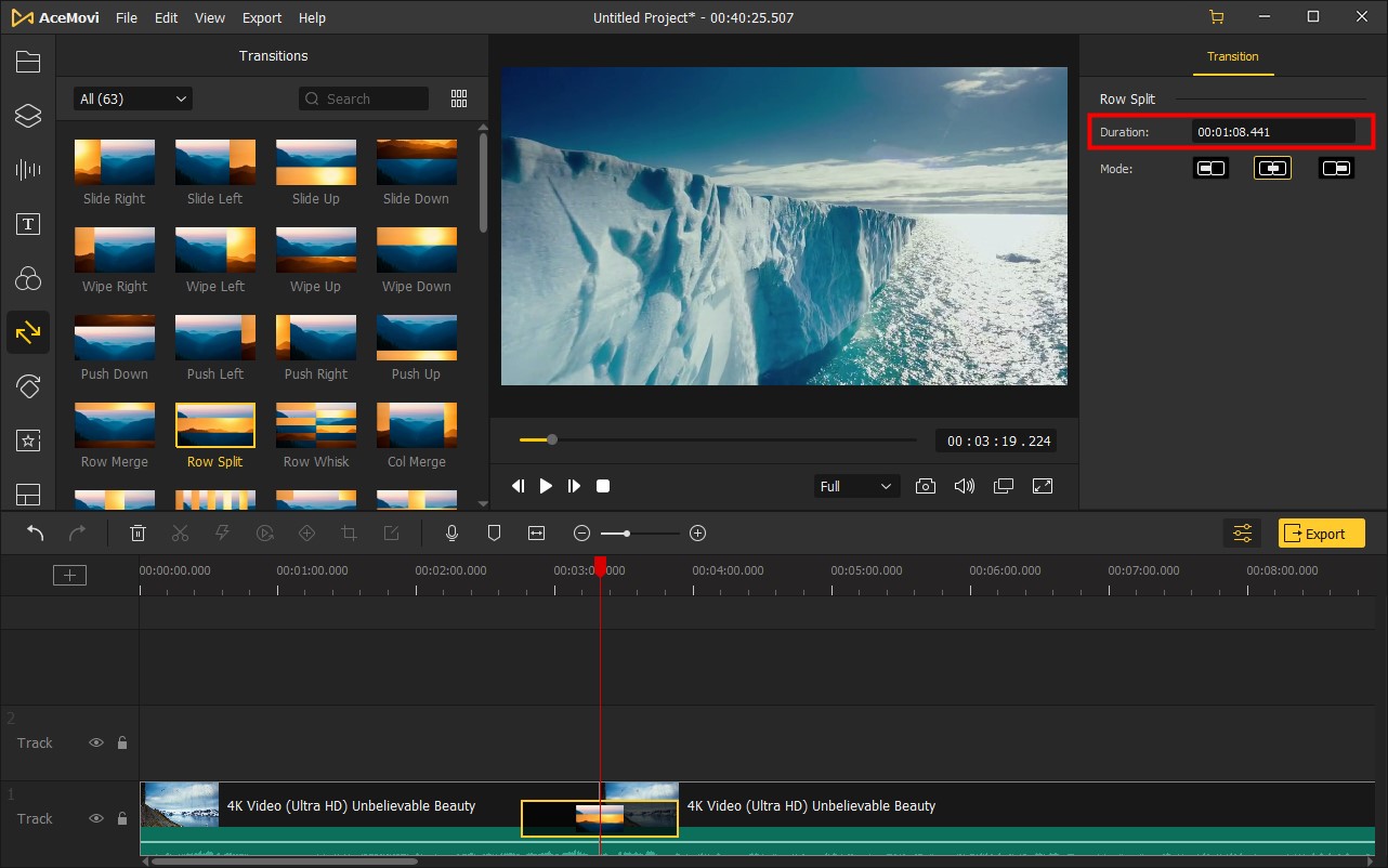übergangsdauer ändern