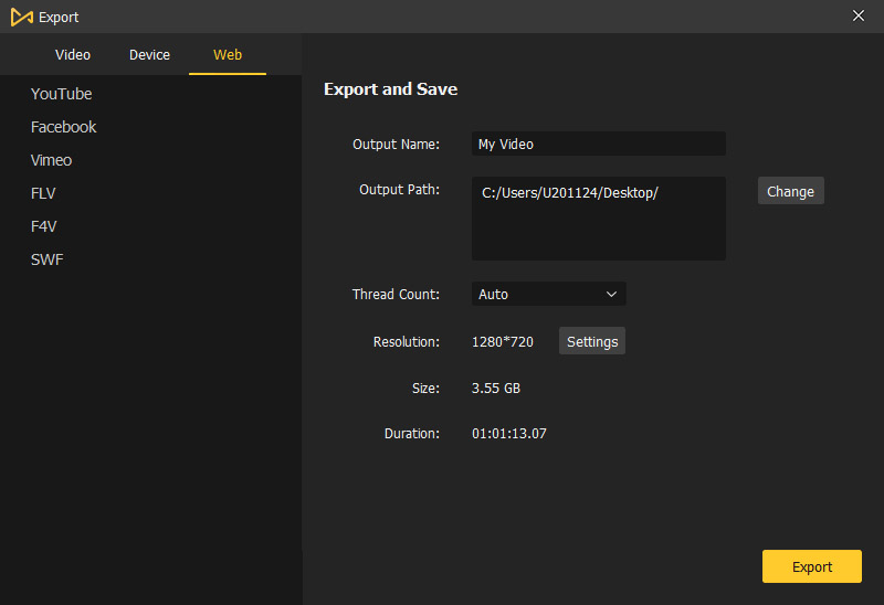 video ins internet exportieren
