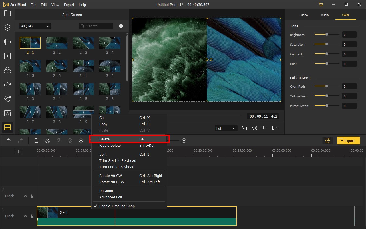 splitscreen entfernen