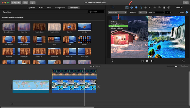 Imovie videoeditor mit geteiltem bildschirm