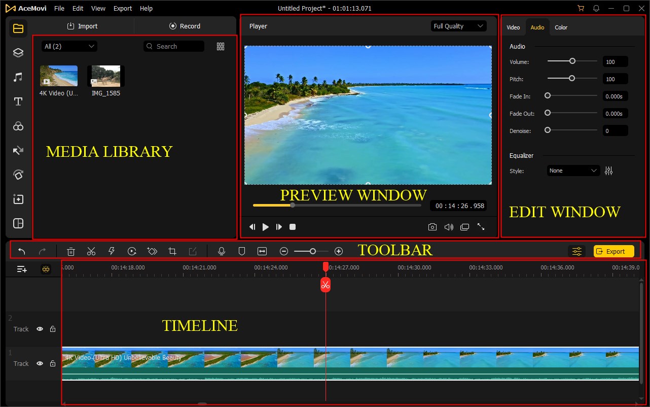 edit video frame by frame in acemovi