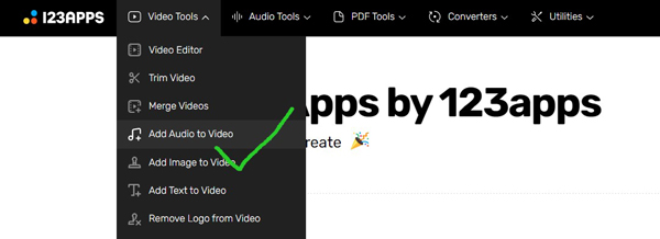 add audio to video online no watermark by 123apps