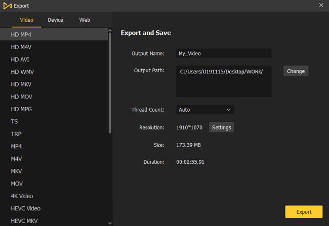 export files