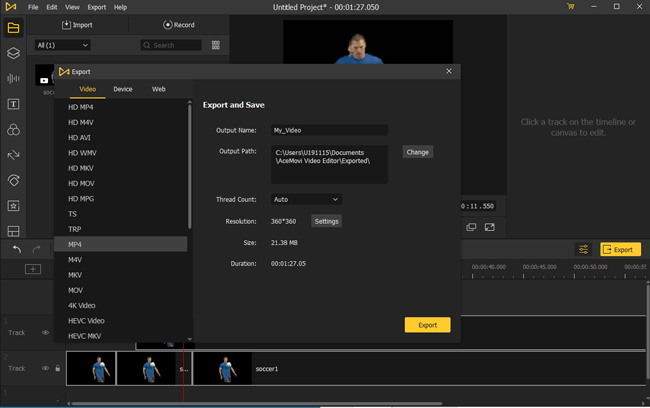 export mp4 video