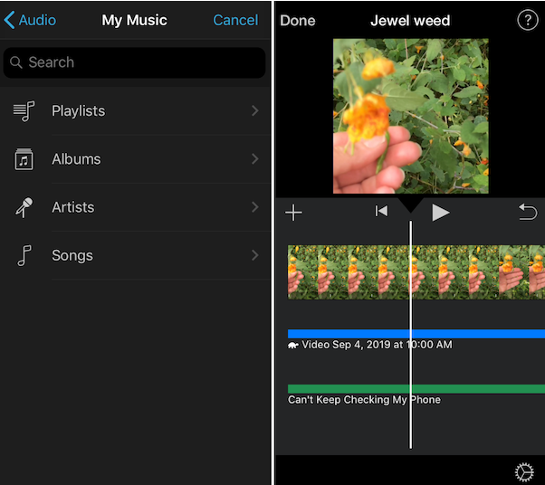 add music to photo with iMovie