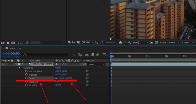 scale settings in after effects