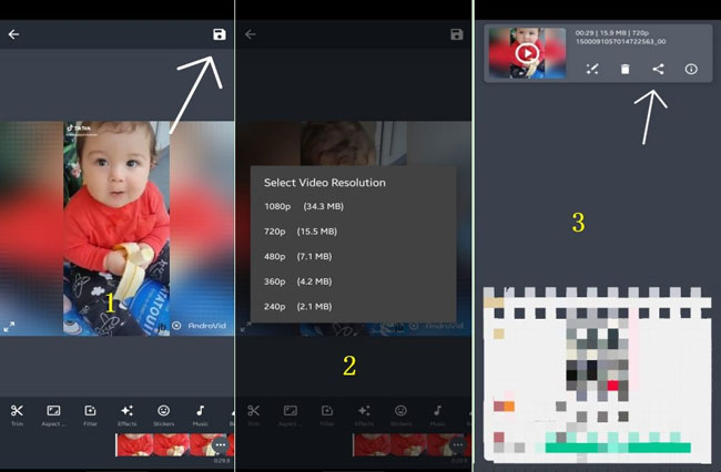 share and download video in androvid pro video editor