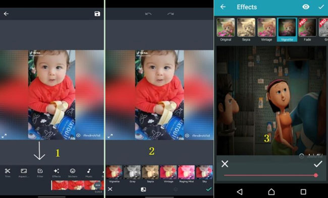 add filters and effects with androvid pro video editor
