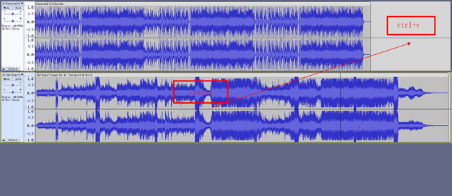 combine audio file with audacity