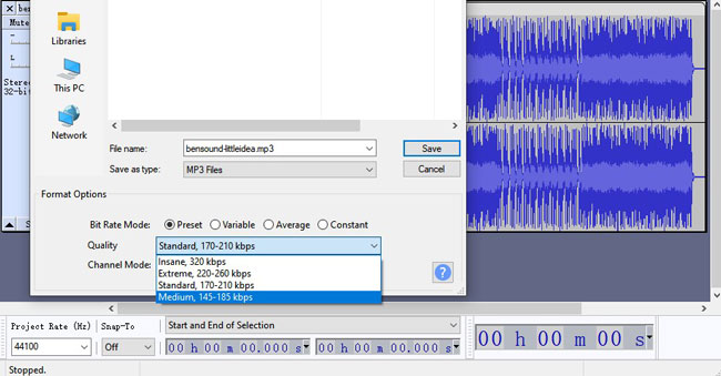 audacity compress audio