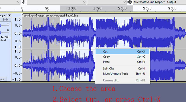 cut music with audacity