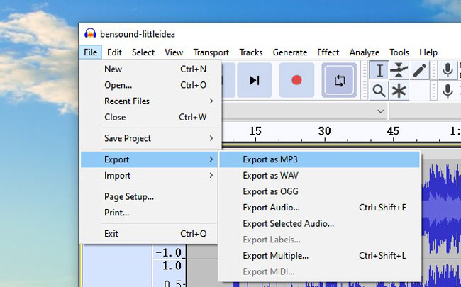 export audio from audacity