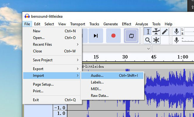 import songs to audacity