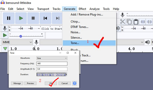 how to add a beep to a video on audacity