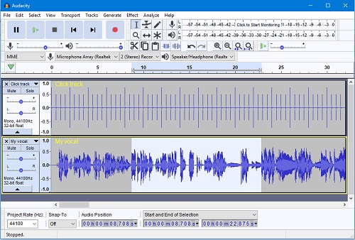 audacity mp3 spliiter free interface