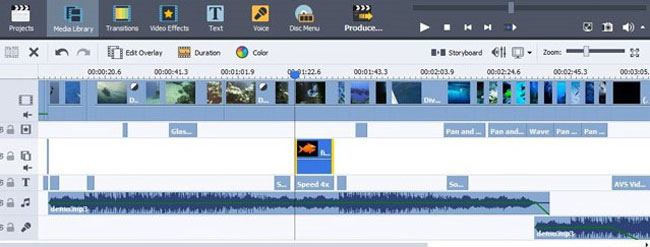 avs video editor toolbar and timline