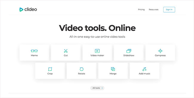 clideo online video editor interface
