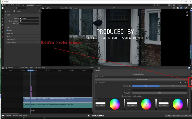 how to edit an mp4 video with color balance and grade in blender