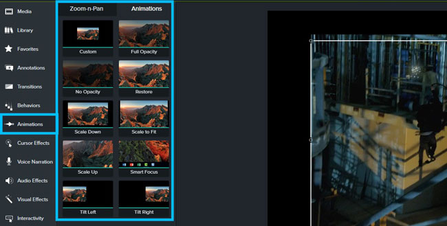 camtasia video editor animations