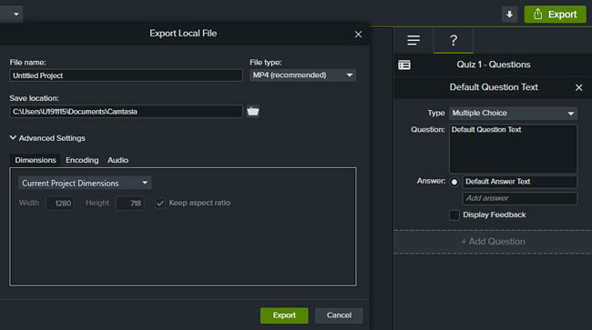 convert or export videos to camtasia
