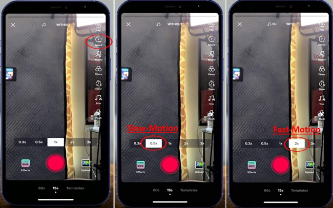 make fast motion or slow motion video with tiktok