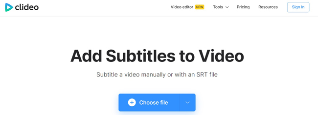 clideo online video subtitle addition program