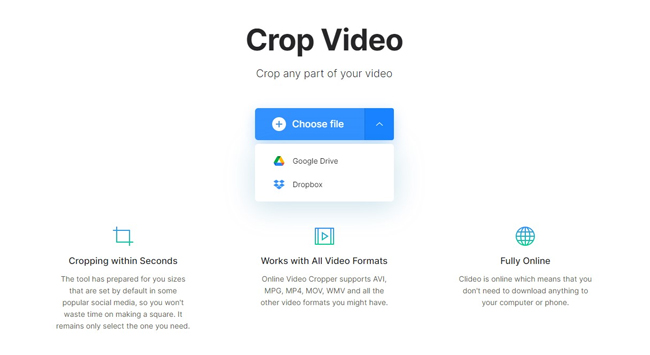 crop video with clideo online
