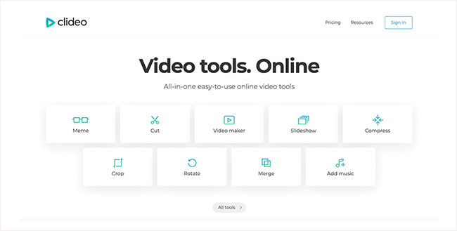 clideo video editor interface