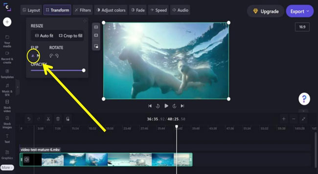 how to flip video on clipchamp video editor