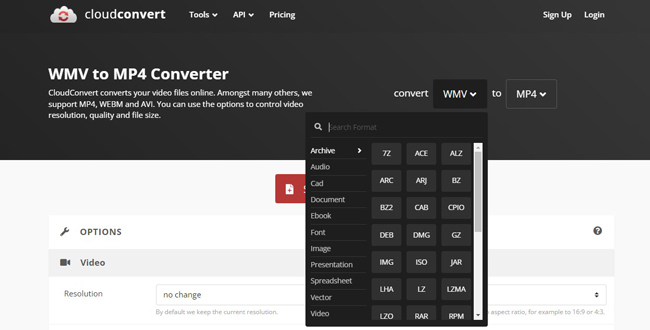 how to convert a wmv to mp4 online with cloudconvert