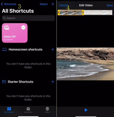 convert video to gif on android and iphone with shortcuts