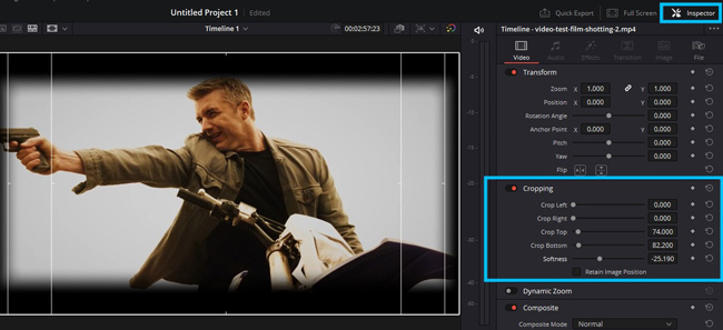 davinci resolve crop video