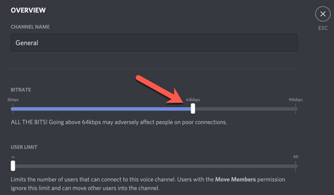 how to change audio bitrate in discord