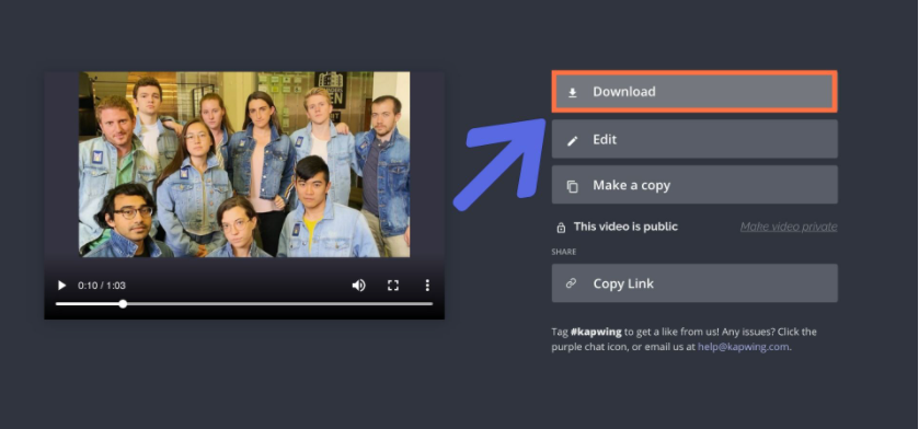 export video from kapwing