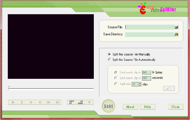 easy video splitter interface