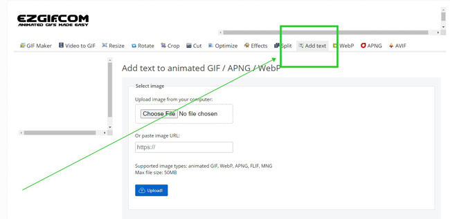 add text to gif on ezgif
