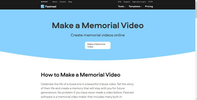 fastreel tribute video editor online