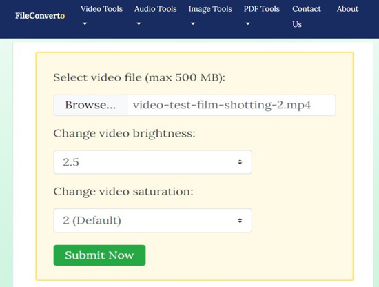 fileconverto online video brightness editor