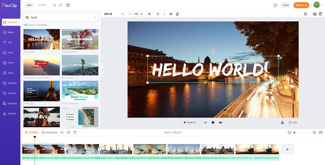 flexclip video editor for travel online free