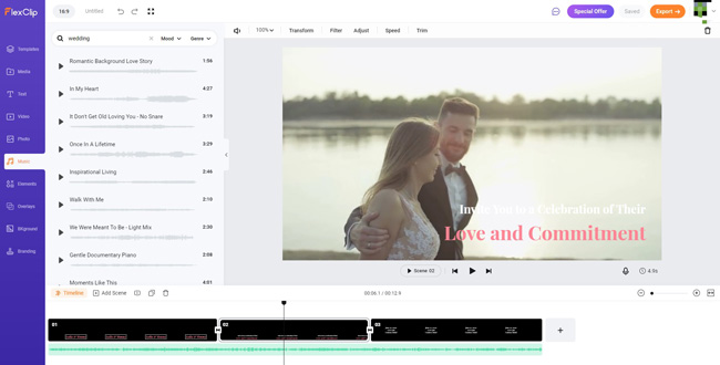 flexclip online wedding invitation video maker