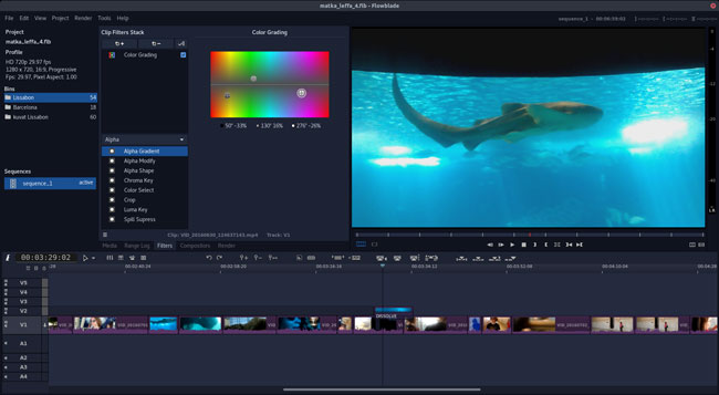 flowblade open source video editing program interface