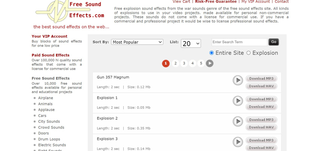 freesoundeffects website to download explosion sound effects