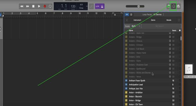 import files to grageband