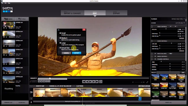 gopro studio user interface