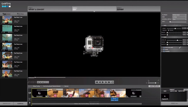 gopro studio user interface