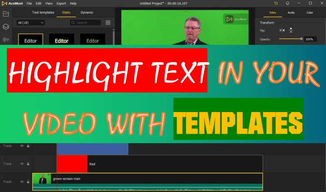 highlight text in video