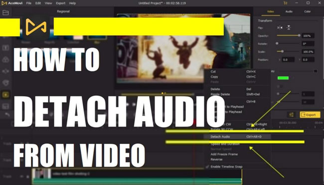 how to detach audio from video