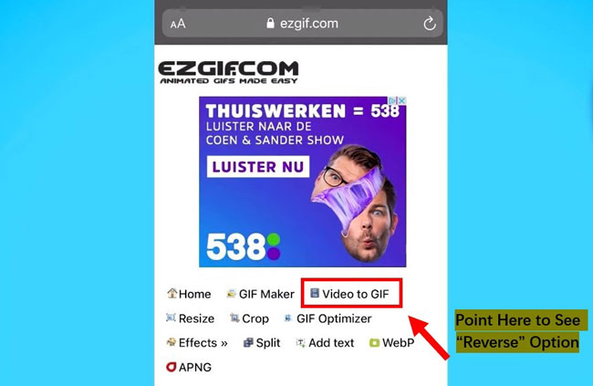 how to reverse a video on iphone with ezgif